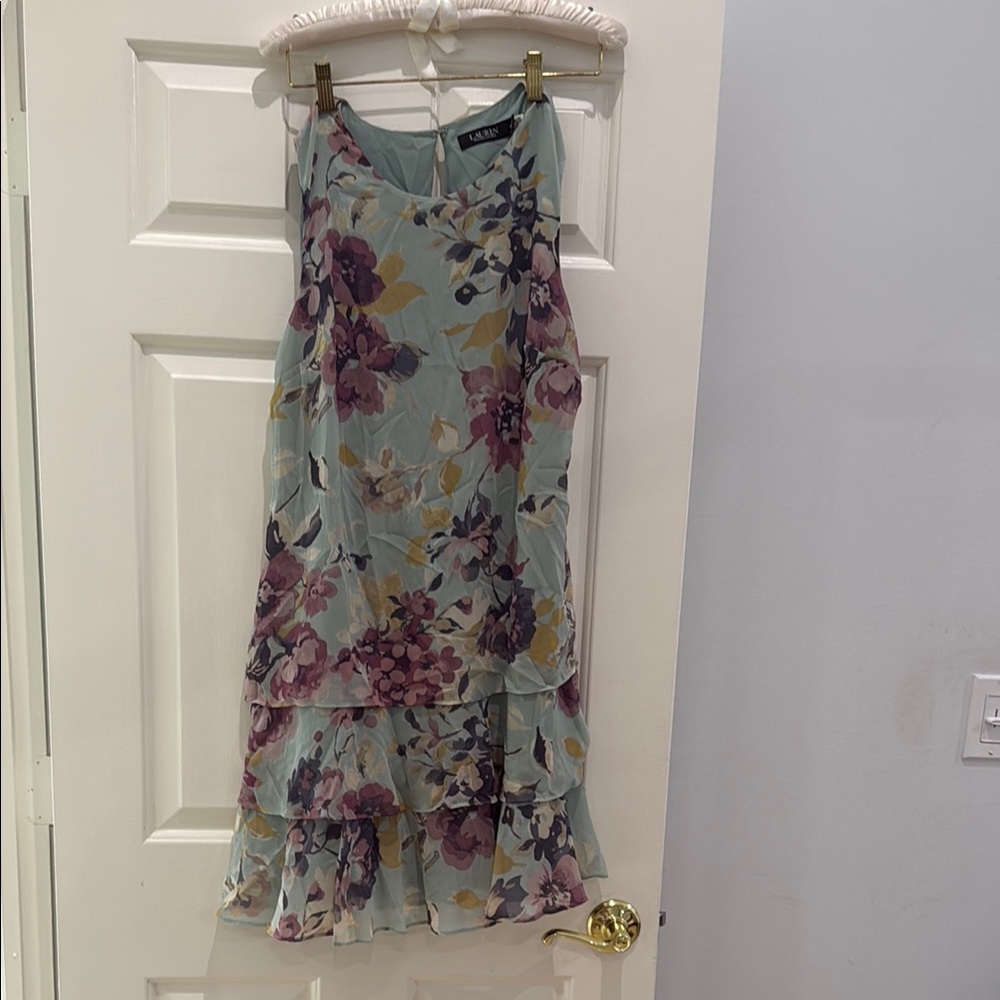 Ralph Lauren Floral Layered Midi Dress - Purple and Blue